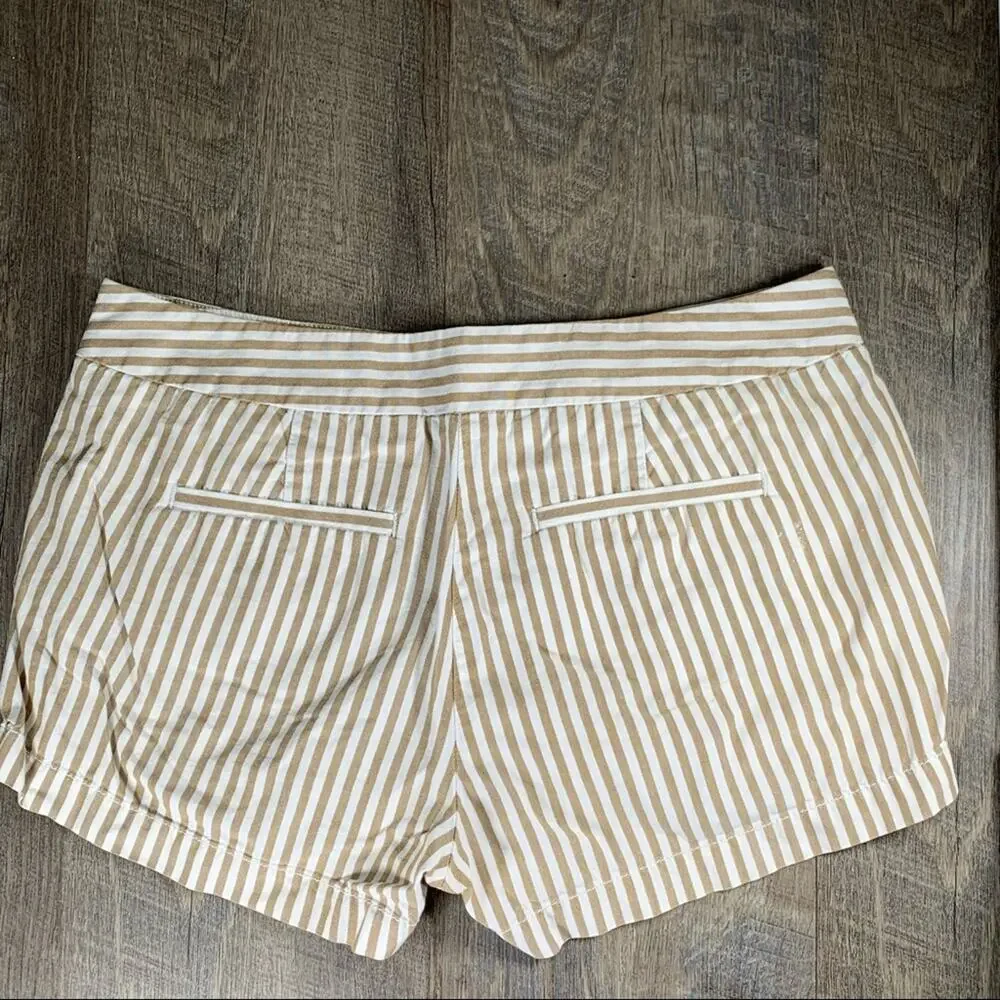 J Crew 2 brown white stripe cotton shorts